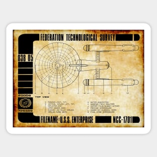 Federation Technological Survey Star Ship Top View Sticker